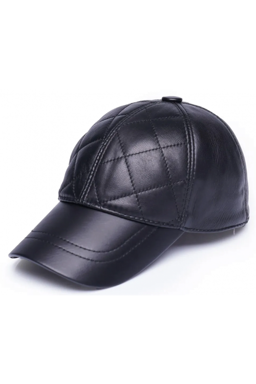 Siyah Deri Nakışlı Unisex Beyzbol Şapka